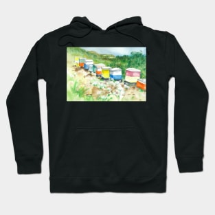 Beehives on the hillside Hoodie